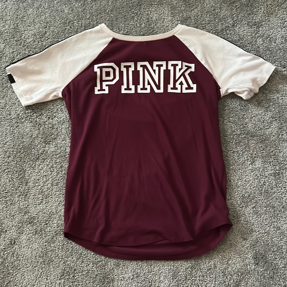 Victorias secret Pink dark red tee shirt.